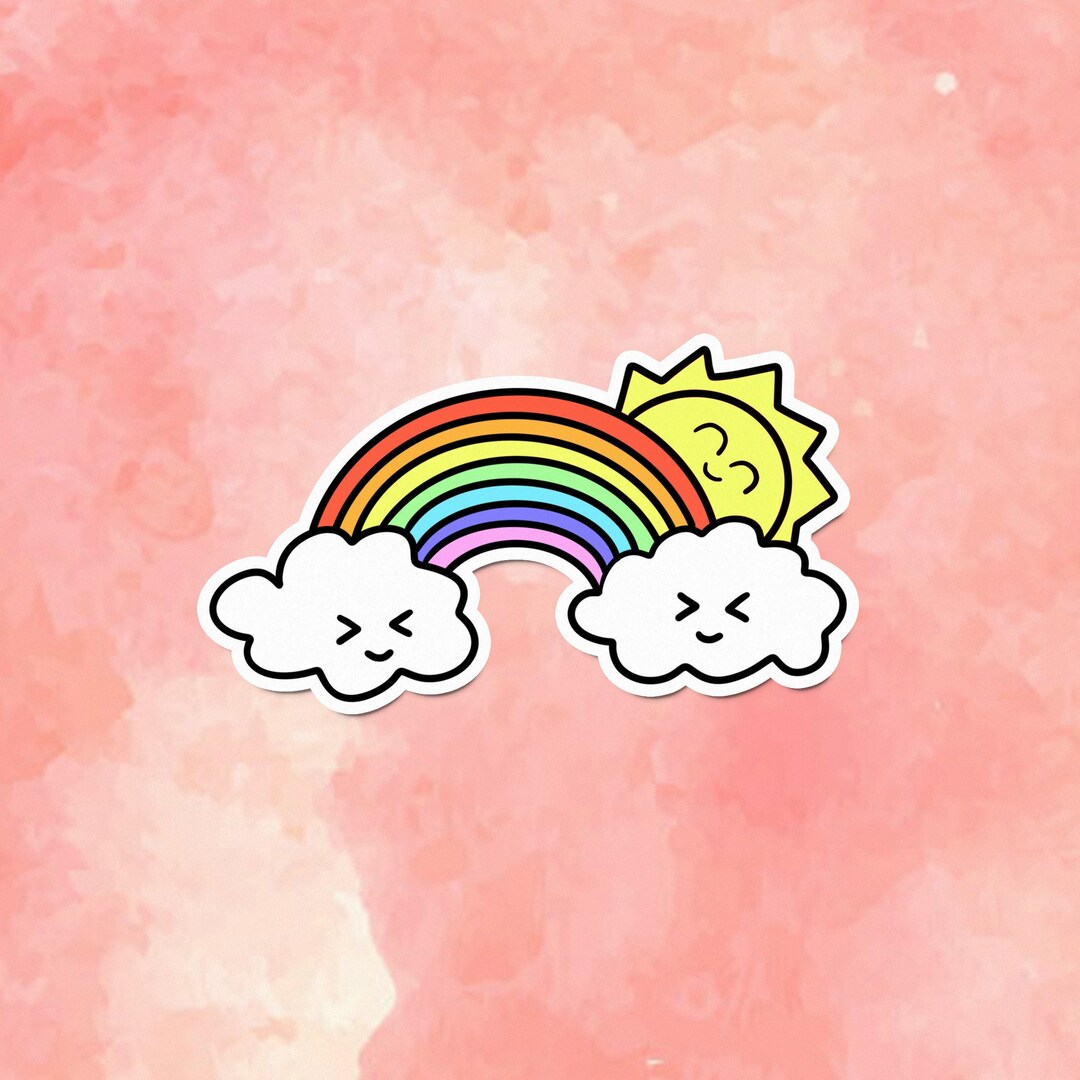 Vibrant Rainbow and Cloud Vinyl Decal: Weatherproof Sticker for Laptops ...
