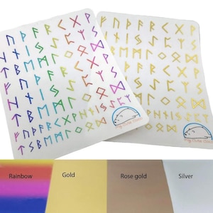 Naklejki z foliowaną runą Elder Futhark - idealne do planerów, dzienników, pamiętników i projektów - magiczna dekoracja do scrapbookingu i organizacji