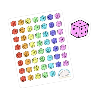 Bunte Würfel Aufkleber - Regenbogen Planer und Journal Aufkleber - Scrapbooking und Bastel Aufkleber - lustiges Gaming Dekor für Brettspiel Liebhaber