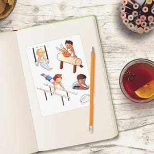 Leuke gymnastiekstickers voor jongens voor scrapbooking, tijdschriften, planners, agenda's en creatief knutselen