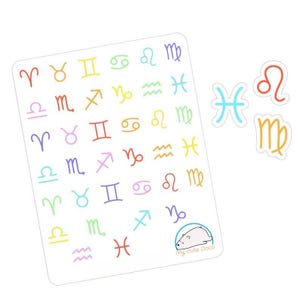 Pegatinas de astrología - Calcomanías del planificador de signos del zodíaco - Accesorios coloridos para diarios y álbumes de recortes - Perfecto para organizar y elaborar