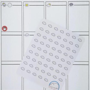 Adesivos de nuvem com ícones de clima para planejadores e diários - Pequenos designs de papel branco ou vinil transparente
