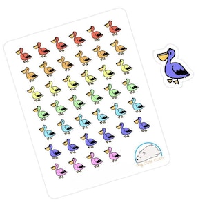 Adorables autocollants pélican - Agenda coloré, organisateurs et décoration d'oiseau de journal - Stickers animaux pour scrapbooking - Parfaits pour créer de manière amusante