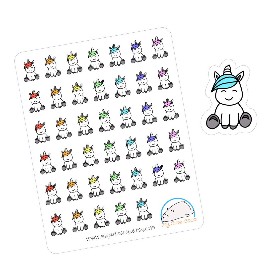 Cute Unicorn Stickers for Planner and Journal Magical Creature Stickers for Scrapbooking and