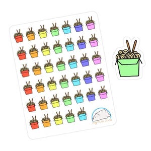 Stickers nouilles colorés à emporter pour agendas, journaux et albums de scrapbooking - Stickers gourmets pour l'organisation