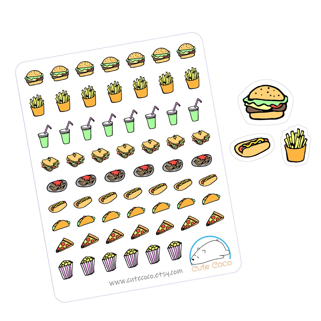Fast Food Stickers for Planner and Journal White Paper or - Etsy