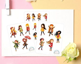 Autumn Girl Planner Stickers: Cute Fall-Themed Embellishments for Journals, Scrapbooks & Organizers