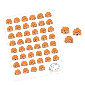 Adorables autocollants pour agenda, icônes d'humeur et d'émotions mignonnes, visages aux cheveux roux, motifs dessinés à la main pour journaux, agendas, agendas et albums de coupures