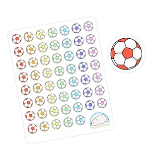 Levendige voetbalstickers: regenboogsportpictogrammen voor tijdschriften, planners en schoolactiviteiten