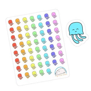Vibrant Jellyfish Stickers: Handcrafted Planner & Journal Decals on White Paper or Clear Vinyl