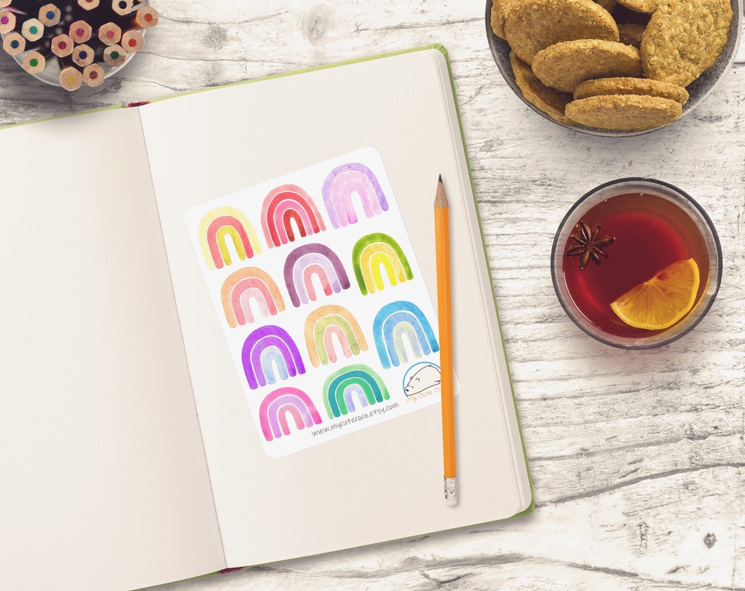 Watercolor Rainbow Stickers Stickers for Planner and Journal - Etsy