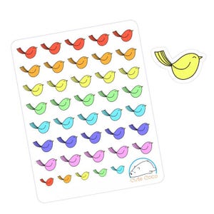Hand-Drawn Kawaii Bird Stickers for Planners, Journals & Scrapbooks - Cute Animal Decor Embellishments