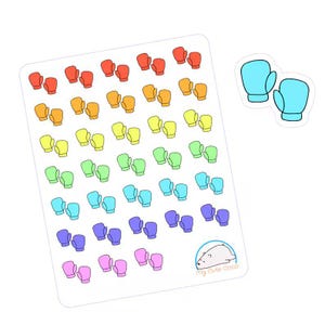 Pegatinas de guantes de boxeo - Iconos de arcoíris para diarios, planificadores, diarios y organizadores - Calcomanías de engranajes decorativos deportivos para álbumes de recortes