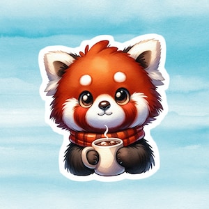 Adorable calcomanía de vinilo de panda rojo para computadoras portátiles, teléfonos y más: calcomanía elegante, versátil e impermeable