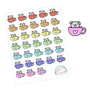 Adorable Dog-in-a-Cup Stickers - Perfect for Planners, Journals, Organizers, Crafting, and Scrapbooks- Cute Valentine&#39;s Day Decorations