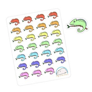 Whimsical Forest Chameleon Stickers: Vibrant Vinyl Decals for Planners, Journals & Scrapbooking