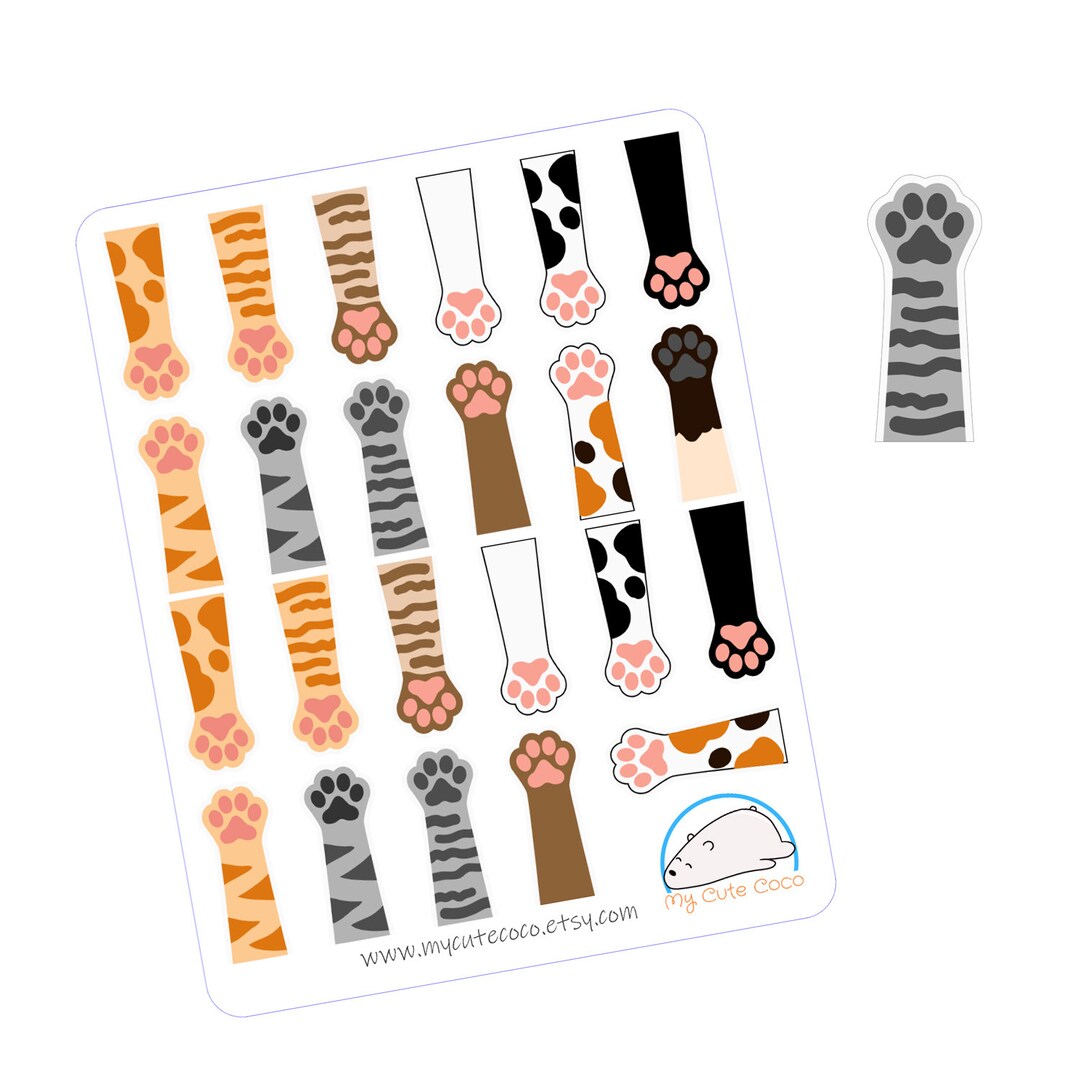 Cat Paw Stickers for Planner and Journal Fun Stickers for - Etsy