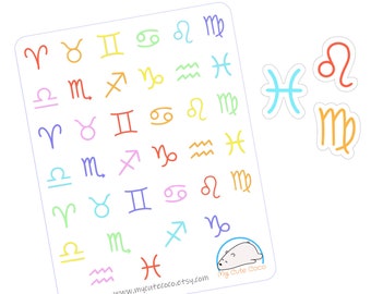 Astrology Stickers - Zodiac Signs Planner Decals - Colorful Accessories for Journals and Scrapbooks - Perfect for Organizing and Crafting