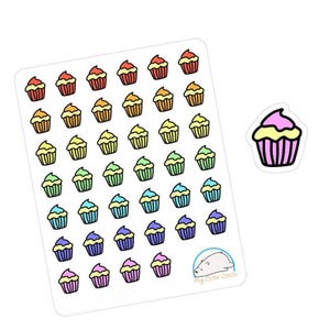 Colorful Cupcake Stickers: Handmade Decals for Planners, Journals & Scrapbooking