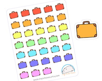 Colorful Suitcase Stickers - Handcrafted Travel Decals for Journals, Diaries, Planners, and Crafts - Perfect for Scrapbooking and Organizing