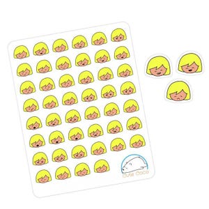 Adorables stickers d'humeur - indispensables de l'agenda et du journal - dessins mignons, petites icônes - cheveux blonds Emotion Faces pour le scrapbooking