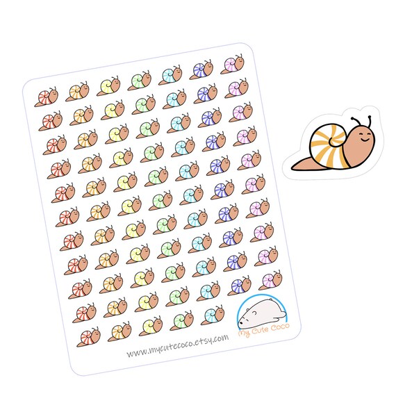 Cute Snail Stickers Rainbow Color Snail Stickers for Planner Etsy