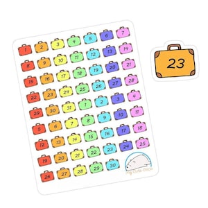 Adesivos para planejador de viagem - Ícones de capa de data de mala arco-íris para planejadores e diários - Decorações de contagem regressiva para Globetrotters