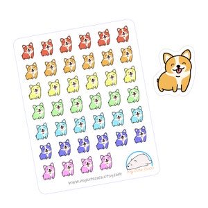 Adorables pegatinas de Corgi: decoraciones coloridas para agendas y diarios, papel blanco o vinilo, regalos para amantes de los perros, suministros para álbumes de recortes