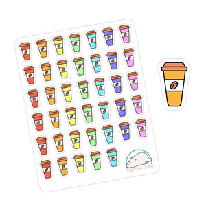 Pegatinas artesanales de tazas de café para agendas, diarios y álbumes de recortes: decoraciones para llevar