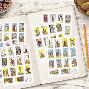 Rider-Waite tarotstickers - complete 78 kaartenset - grote arcana, toverstokken, bekers, zwaarden, pentakels - perfect voor planner, tijdschriften en knutselen
