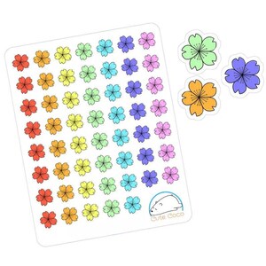 Pegatinas de flores de cerezo - Lindas flores de Sakura para manualidades creativas y álbumes de recortes - Pequeños iconos dibujados a mano para planificadores y diarios