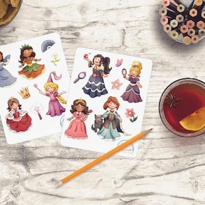 Adorable Princess Stickers - Perfect for Planners, Diaries, and Journals - Cute People Decals for Scrapbooking, Organizing, and Crafts