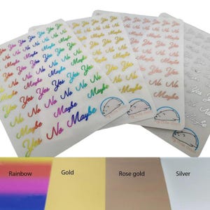 Folierte Planer Sticker - Ja, Nein, Vielleicht - Perfekt für Journals, Planer, Scrapbooks und Tagebücher - Organisieren Sie mit dem Regenbogen-Stil