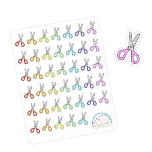 Colorful Scissors Stickers: Vinyl and Paper Options for Journals, Planners & Crafts | School Supplies