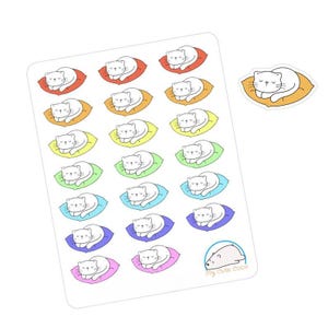 Stickers chat adorable sur coussin - parfaits pour les agendas, les organisateurs, les agendas et les journaux - embellissements animaux confortables de scrapbooking