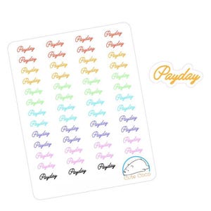 Vibrant Payday Tracker Stickers for Planners & Journals - White Paper or Clear Vinyl Options