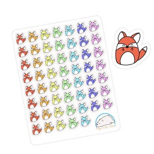 Adorables stickers renard - Icônes d'animaux colorés pour agendas et journaux - Stickers renard mignon parfaits pour les organisateurs et le scrapbooking amusant