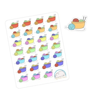 Entzückende Schüssel-Wollaufkleber - Perfekt für Planer, Journals und Tagebücher - Scrapbooking-Abziehbilder für Strick- und Häkelbegeisterte