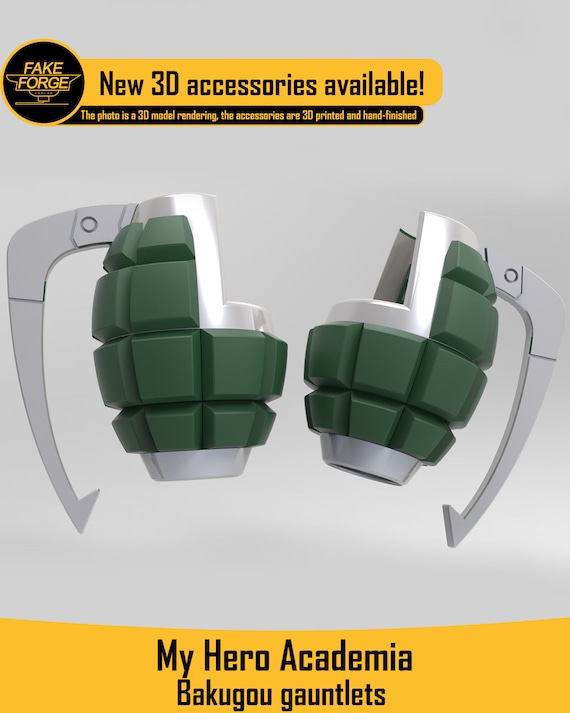 Digital 3d Model Bakugou Grenades Gauntlets From Boku No Hero Etsy