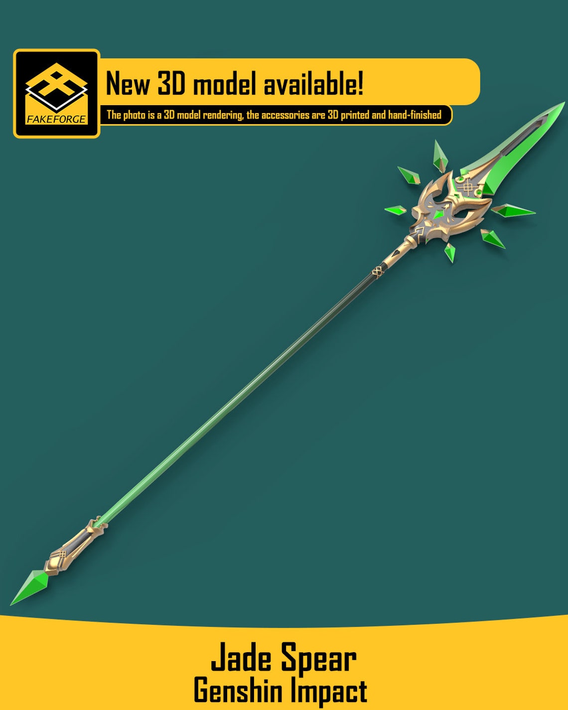 DIGITAL 3D MODEL Jade Spear from Genshin Impact Cosplay Etsy