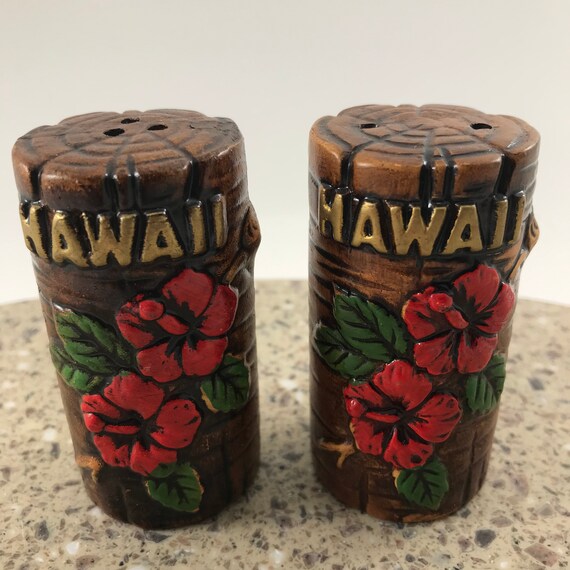 Vintage Ceramic Hawaii Salt and Pepper Shaker's Red Etsy