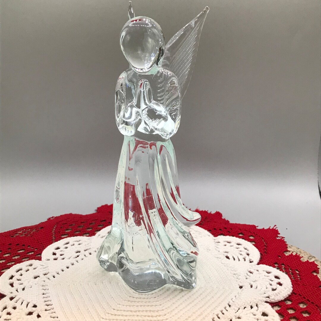 Lefton Clear Lead Crystal Angel Figurine Praying Etsy
