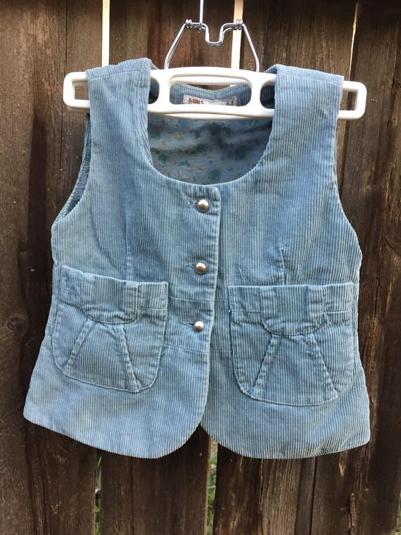 Vtg Western Hippie, Boho Style Blue Corduroy Child