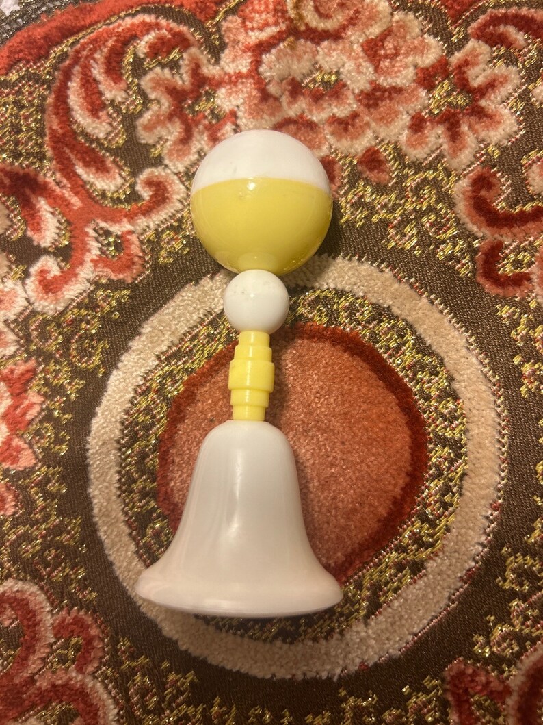 Yellow Babay Rattle Vintage 60’s/70’s Yellow/white Baby Rattle Toy - Etsy