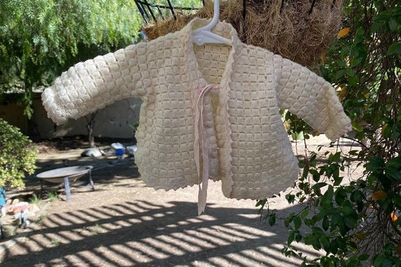 Vtg Ivory Baby Crochet Sweater - image 5