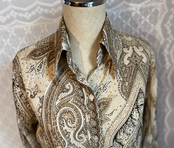 80's Disco Evan-Picone Paisely Blouse, ladies Sz … - image 2