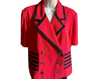 Vtg 80’s Nautical Red Blk Pant Suit, 2piece Women’s 10P Perceptions by Irene B
