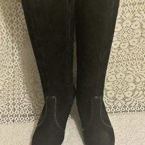 Vintage zwarte suède bandolino Dantef-laarzen, sz 5 1/2