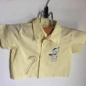 Vtg Infant Boys Soft Yellow Button Up Shirt