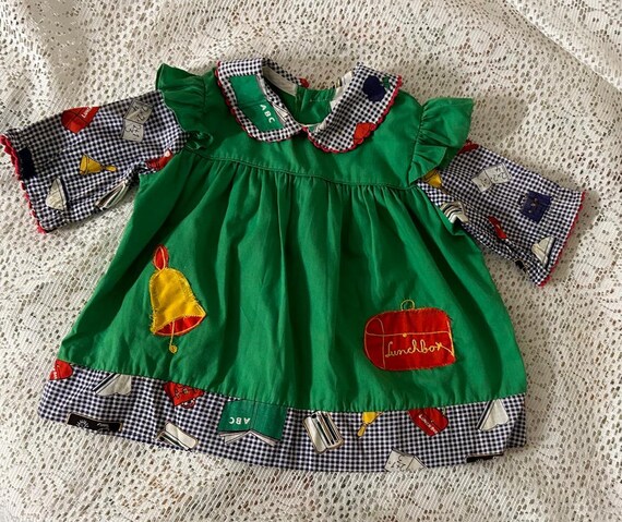 Vtg 2T Prairie School Green Dress Vtg 2T Prairie School Green Dress
